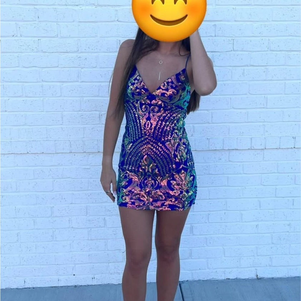 Vibrant Blue and Purple Women's Dress